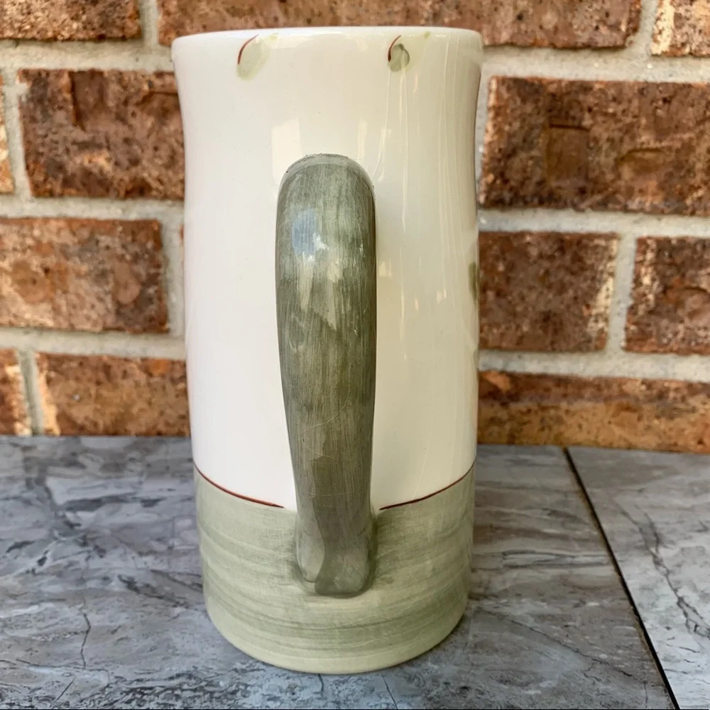 Faianca Subtil Pitcher Made In Portugal Cream Sage Green Leaves 8.5